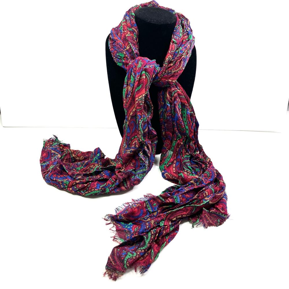 Paisley Pattern Pink, Green, Blue Spring Fashion Scarf 70” X 26”
